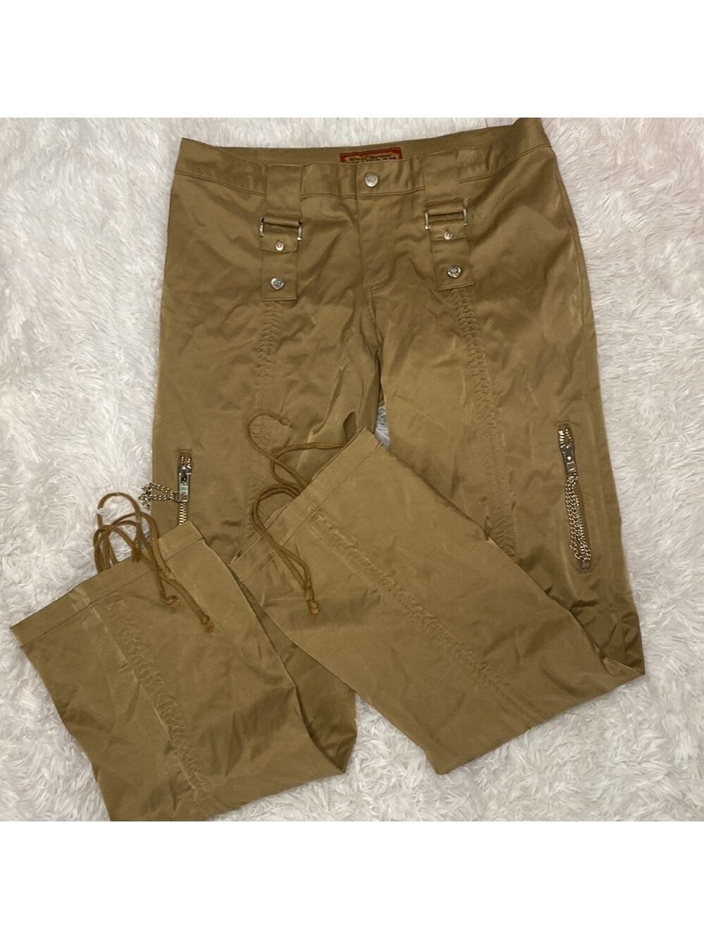 Boom Boom jeans khaki wide leg thick Nylon cargo pants